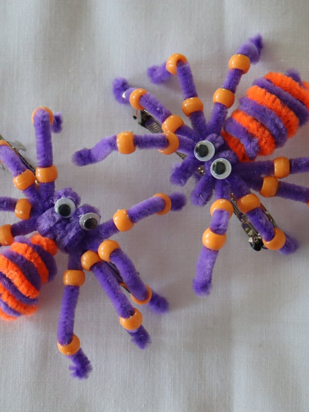 Halloween French Barrette Handmade purple and Orange 4" x 4"